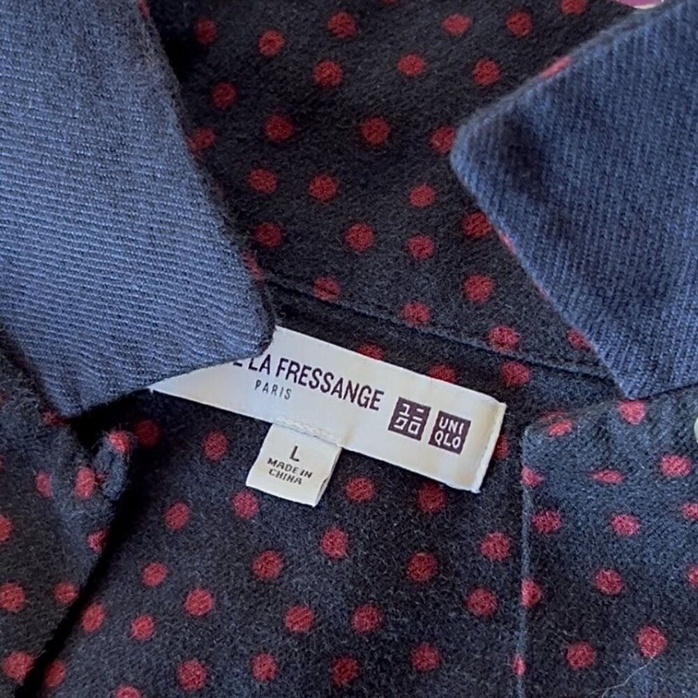 Ines De La Fressange NAVY-BURGANDY Button Down NWOT
